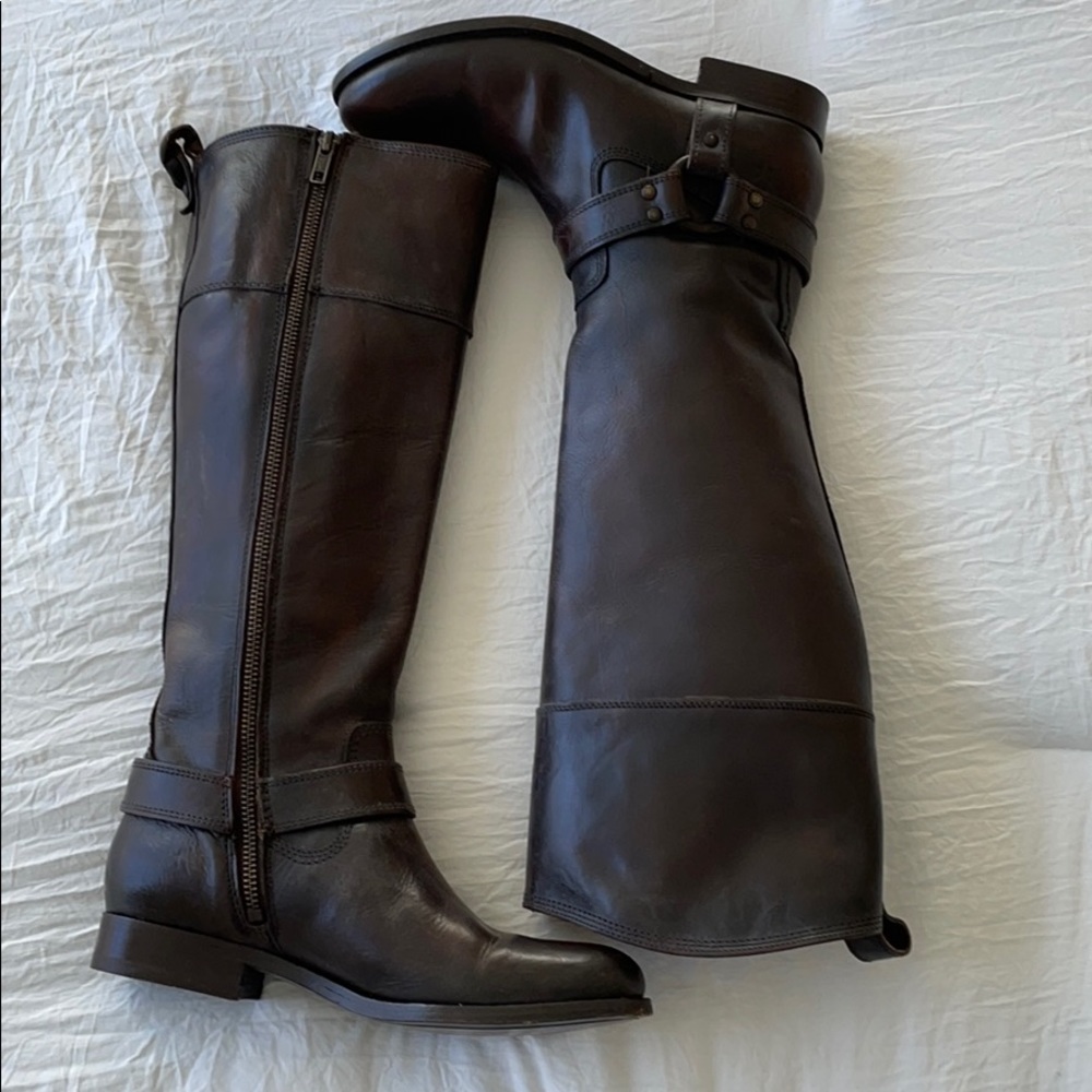 Frye Melissa harness espresso brown riding boot 7